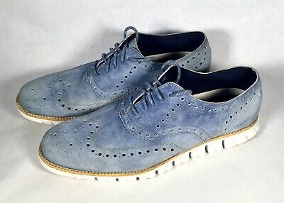 Cole Haan Men's ZeroGrand Wingtip Light Blue Suede Size 11 M Cole Haan Men's ZeroGrand Wingtip Light Blue Suede Size 11 M
