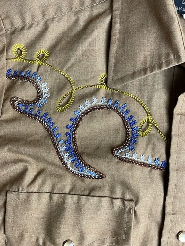 Vintage Champion Westerns Permanent Press Shirt Mens 16-33 Brown Pearl Snap 3D - Picture 3 of 11