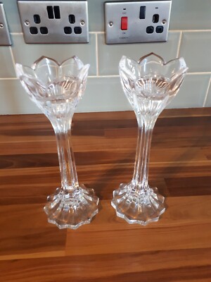 Paar Gorham Kristallglas Lotusblume Kerzenständer 9 cm sehr guter Zustand