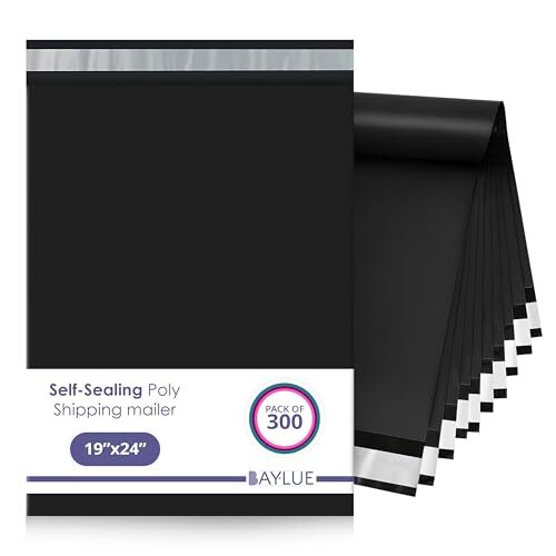 BAYLUE Black Poly Mailers 19x24 Size #9 | 300 Pcs Bulk | Shipping Envelopes, Sel - Afbeelding 1 van 1