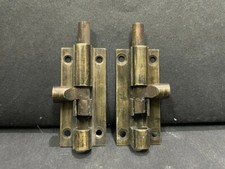 Alt Vintage Selten Handgefertigt Einzigartig 2 PC Klein Messing Hand- Gleit Tür