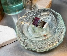 Genuine 925 Sterling Silver Wide Band Ruby Gemstone Ring Size 7.75