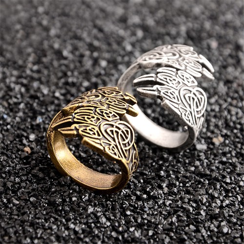Handmade Odin Viking Ring Oden's Ravens & Helm of Awe Ring For Women Men Jewelry - Picture 4 of 12