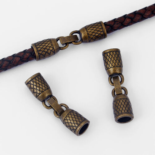 3Sets Antique Silver/Bronze End Caps Bracelet Snap Clasp Fit 6mm Round Leather - Picture 5 of 7