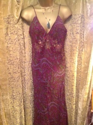 BEAUTIFUL FLOATY DRESS BY 'CANVAS' PURPLE TONES, NEW TAGS, BEADED/EMBROIDERY, - Image 1 of 4