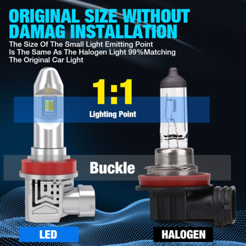 2X H11 H8 Three Colors LED Fog Light Bulbs White Lemon Blue Switchback DRL Lamp - Picture 4 of 9
