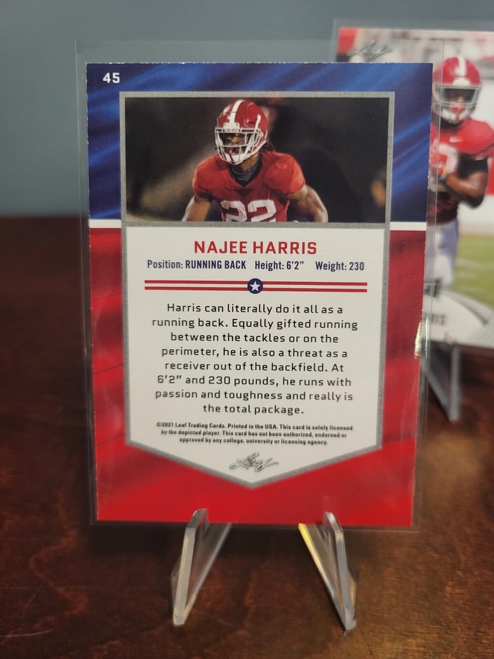 2021 Leaf Draft Football Najee Harris AllAmerican & Base Alabama