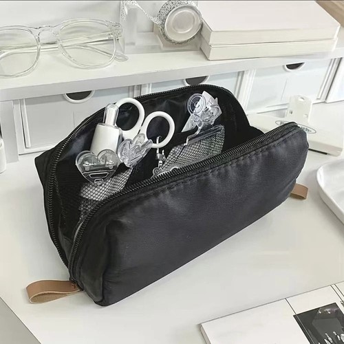 Canvas Pencil Case Black Pen Box Multi-function Pen Bag School Office - Picture 4 of 7
