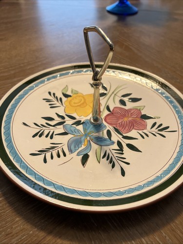Vintage Stangl Keramik Teller "Country Garden" 10" mit Griff Dekor unterhaltsam - Bild 2 von 7