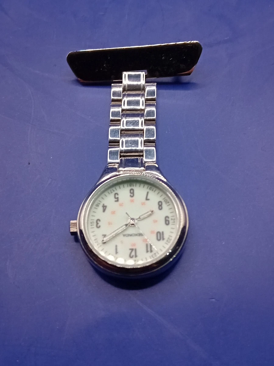 Nurses Fob Watch WORKING Sekonda NURSE FOB PIN BADGE UPSIDE DOWN