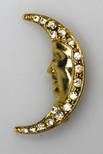 Vintage Schmuck Brosche Strass Steine Halbmond