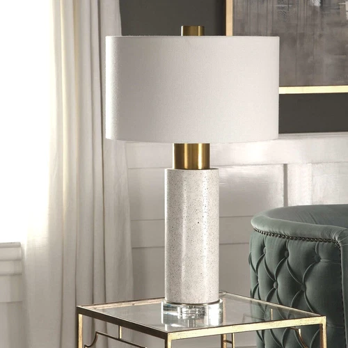 Vaeshon Concrete Column Modern Table Lamp Brass Plated Accents ~ Uttermost 27854 - Picture 1 of 5