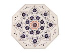 18" Marble Table Top floral Lapis lazuli inlay semi precious stones art work