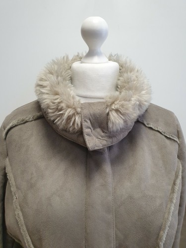 RR437 WOMENS CHEROKEE GREY FAUX SHEEPSKIN FUR TRIM FULL ZIP JACKET UK L 14 EU 42 - Picture 2 of 8