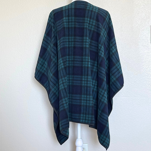 Classic Tartan Plaid Open Front Shawl Poncho Cape Wrap WOMENS ONE SIZE - Picture 2 of 7