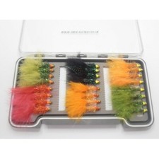 Winter Trout Flies, 24 Hothead Lures, BOXED SET, Size 10, For Fly Fishing