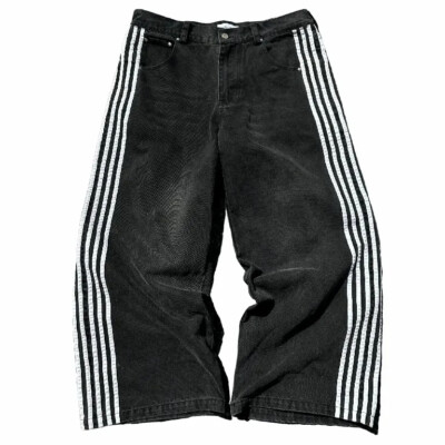 Streetwear Jeans Hip Hop Striped Baggy Jeans Black Pants Men Streetwear Jeans Hip Hop Striped Baggy Jeans Black Pants Men