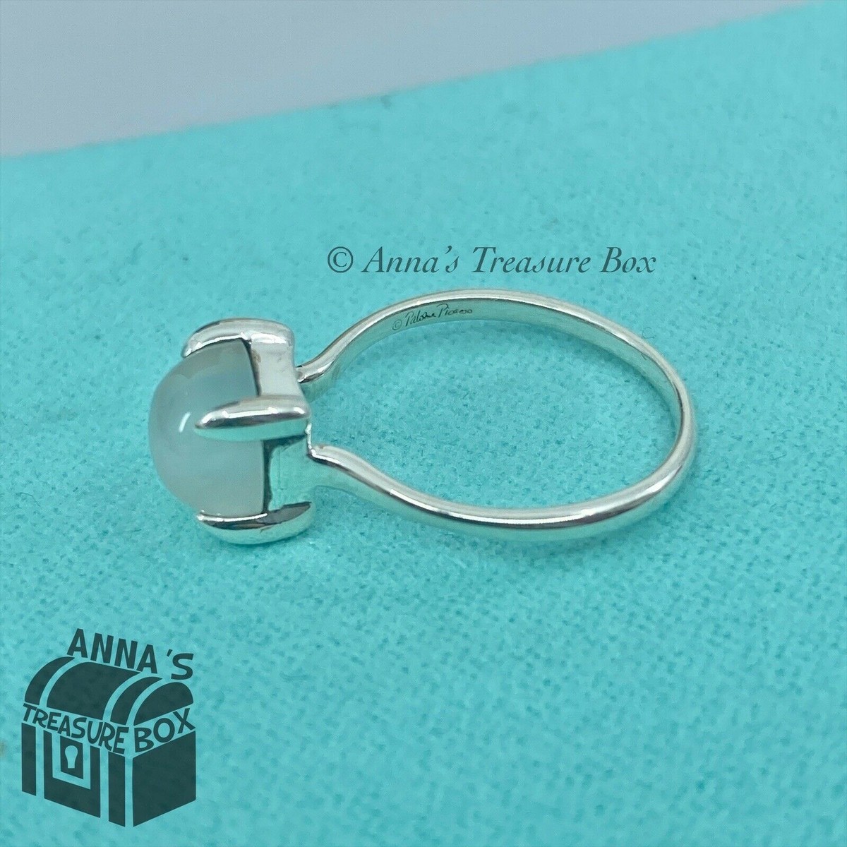 Tiffany & Co. 925 Silver Moonstone Cabochon Sugar Stack Ring