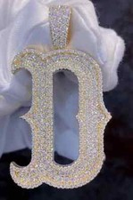 3 CT Round Cut Moissanite Men's D Initial Letter Pendant 14K Yellow Gold Plated