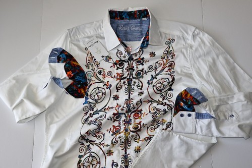 Robert Graham Shirt Simmons Embroidered White Classic Fit New LS Extra Large XL