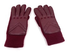 Vintage 70s 80s Burgundy Maroon Knit and Vinyl Womens Golves One Size Fits All