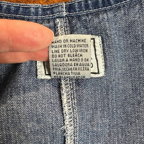 Vestido vaquero vintage para mujer 2X azul años 90 mariposa cottagecore bolsillos sin mangas - Imagen 8 de 9