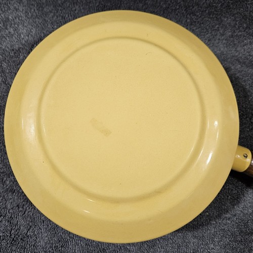 Vintage MCM gelbes Emaillegeschirr ~ 2 Quart Topf mit Deckel & Holzgriff - Bild 8 von 15