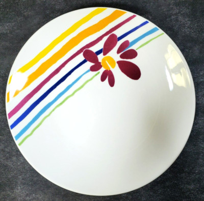 Pfaltzgraff Flourish Dinner Plate Rainbow Stripes Flower 11 1/4'' Diameter