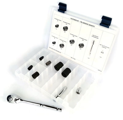 Tri Groove Tamper Proof Driver Socket Master Kit with Ratchet - Sizes #4 - #40
