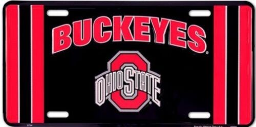 Plaque d'immatriculation à rayures d'équipe Ohio State Buckeyes NCAA - Photo 1/1