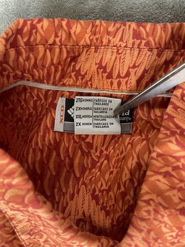Columbia Sportswear XCO Short Sleeve Orange Fish Patterned Shirt XXL - Picture 14 of 15