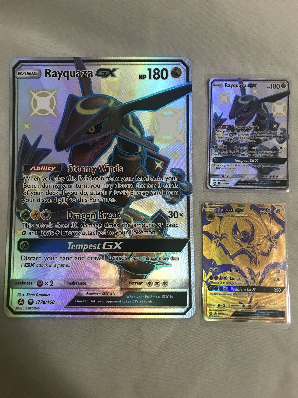 Pokemon Hidden Fates Full Art Shiny Rayquaza GX 177a/16