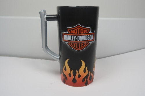 Harley Davidson Motorcycles 3D Raised Flame Coffee Mug Cup Black Orange - Picture 3 of 3
