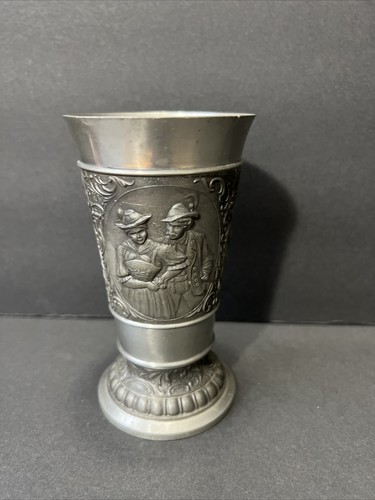 Taza/taza de peltre alemana vintage Eduard Scholl con copa de hombre mujer y ciervo ciervo alce - Imagen 2 de 11