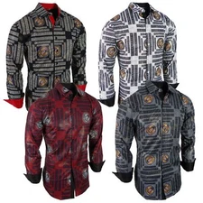 Mens Shirt Luxury Italian Stripe Animal Prints Stretch Slim Fit Button Up Dress