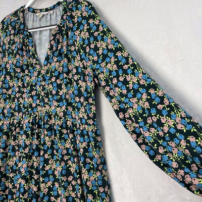 boden willow midi jersey dress Floral Puff Long Sleeve 12 Long 12L Green MINT icg-eligible