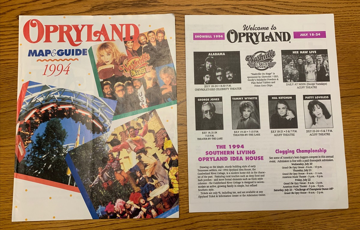 1994 Opryland USA Vintage Theme Park Souvenir Map Guide