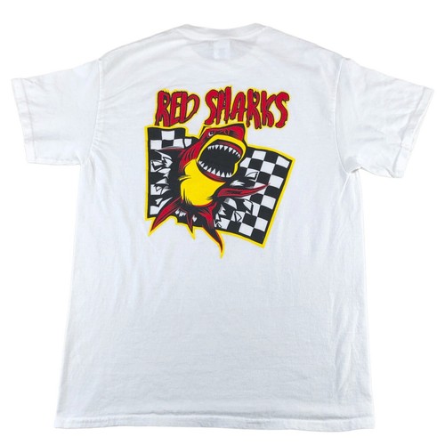 Vintage IndyCar Racing T Shirt Red Sharks Indy Team Mens Size Medium White Retro