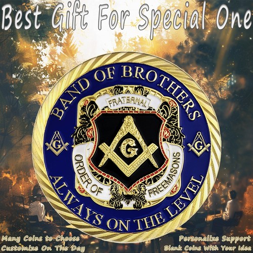 Masonic Challenge Coin Band of Brothers Freemason Sammlerstück doppelseitige Münze - Bild 11 von 12