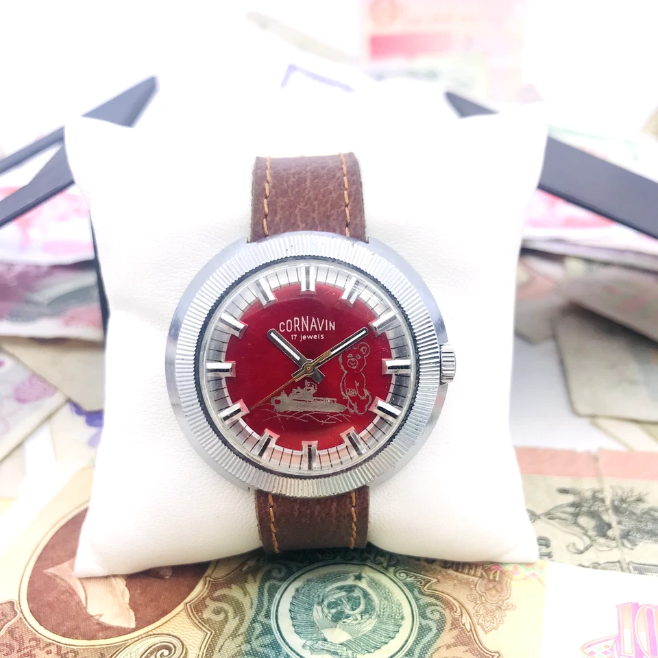 🏆 Raro Reloj Pulsera Cornavin Cheburashka Cohete URSS ☭ Olímpico 1980 Moscú 🛠 Foto 4 de 4