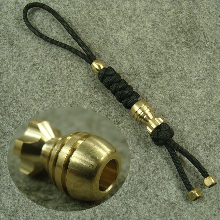 Hand weave Bomb Shaped Brass Knife Lanyard Bead Paracord Beads GH478