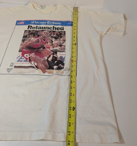 Rare Vintage Micheal Jordan Chicago Tribune Relaunched Single Stitch Shirt Sz XL - Picture 10 of 17