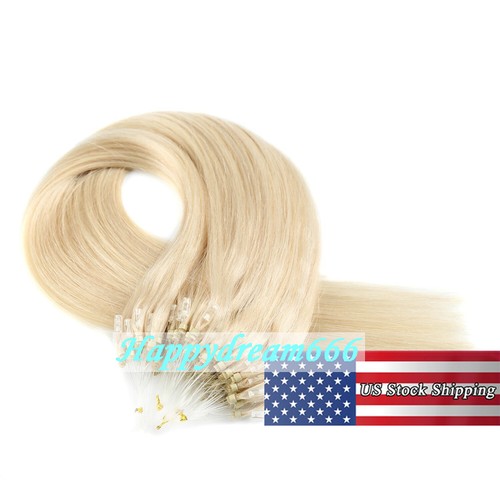 Micro Ring Loop Tip Remy Human Hair Extensions Silky Straight Micro Bead Link US - Picture 53 of 84