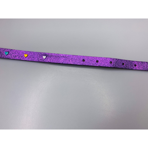 Girls Purple Metallic Belt with Multicolor Hearts, Medium, 26 Inches Long - Picture 5 of 7