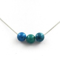 Steine Und Mineralien. Halskette Mit 3 Apatit Perlen 8 Mm Edelstahlkette