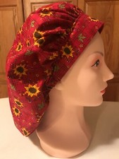 Scrub or Chef Hat Medical Nursing Chemo Fall Sunflower Cotton Fabric