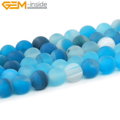 "Piedras preciosas naturales redondas mate a rayas ágata cuentas de ónix hebra 15" - Imagen 33 de 112