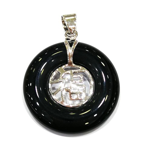 Multicolor Jade Agate Round Circle Donut Gold Plated Fortune Pendant Necklace - Picture 11 of 30