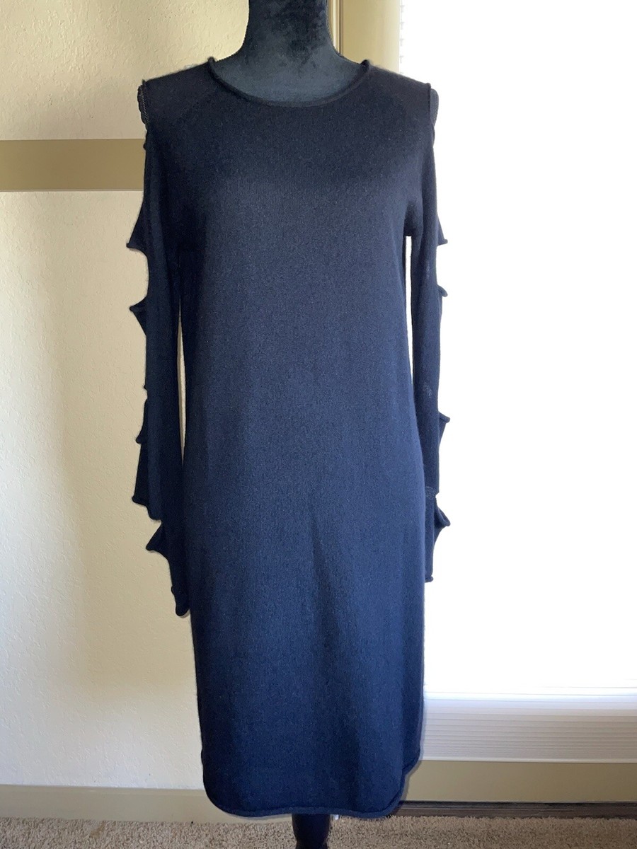 black cashmere jumper dress $325 🔥 Skull Softest Sweater Size M normal wear. flare dress black and white long Size:28W | 28-30L
