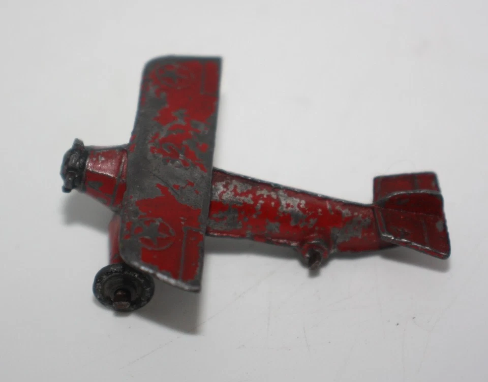 Slush Mold Airplane US Air Force #32 Red Vtg Metal Toy 2.5" missing prop - B - Image 3 of 4